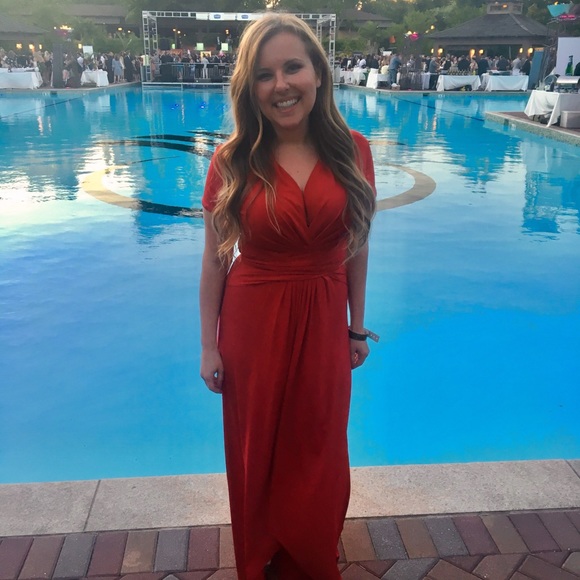 Michael Kors Short Sleeve Red Maxi Wrap 